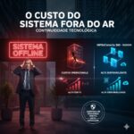 Infográfico sobre continuidade tecnológica para condomínios mostrando a diferença entre sistema offline com prejuízos e a solução InfraConecta 360 com alta disponibilidade em nuvem.